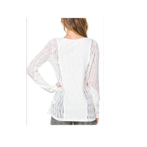 Panelled Scoop Neck Top in White - Picture 2 of 2